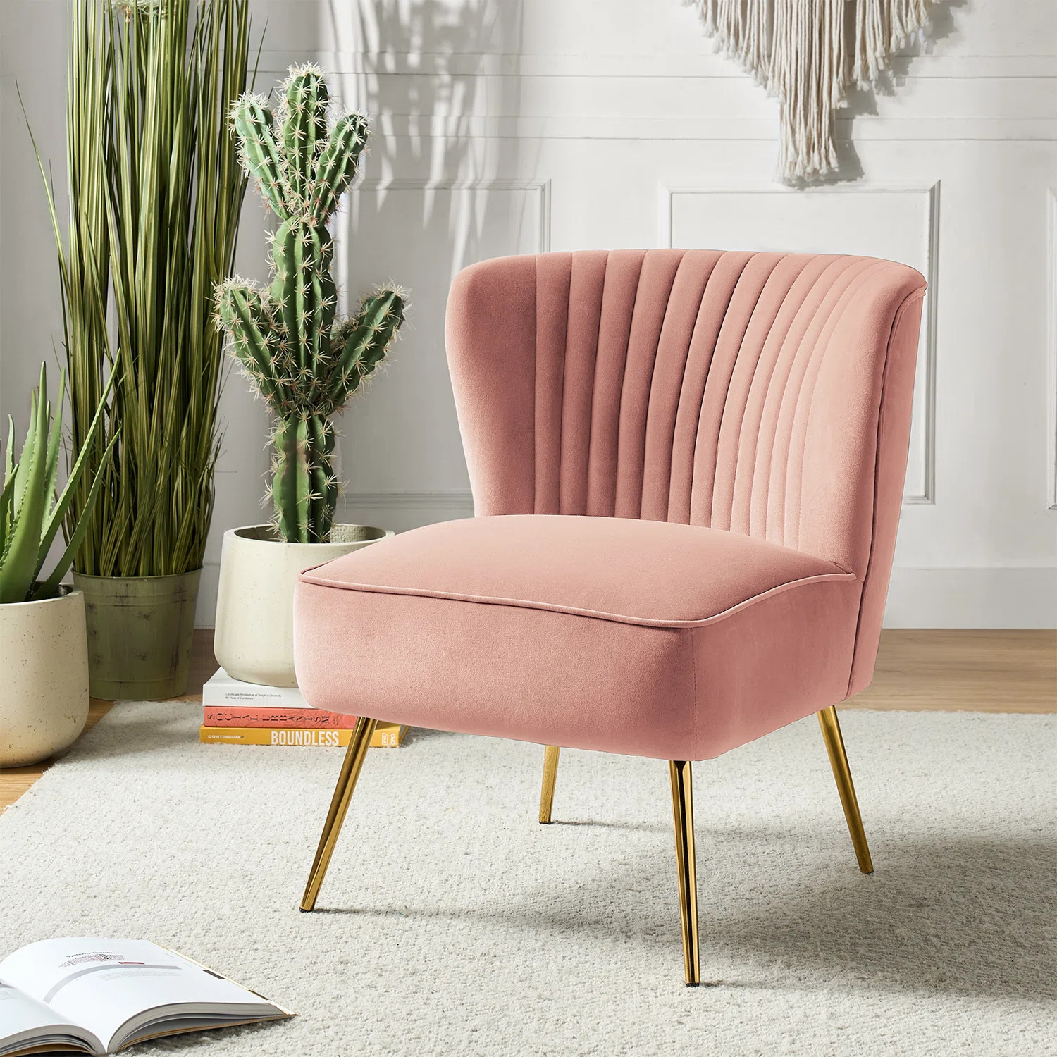 Euclid Velvet Accent Chair with Metal Legs | Wayfair North America