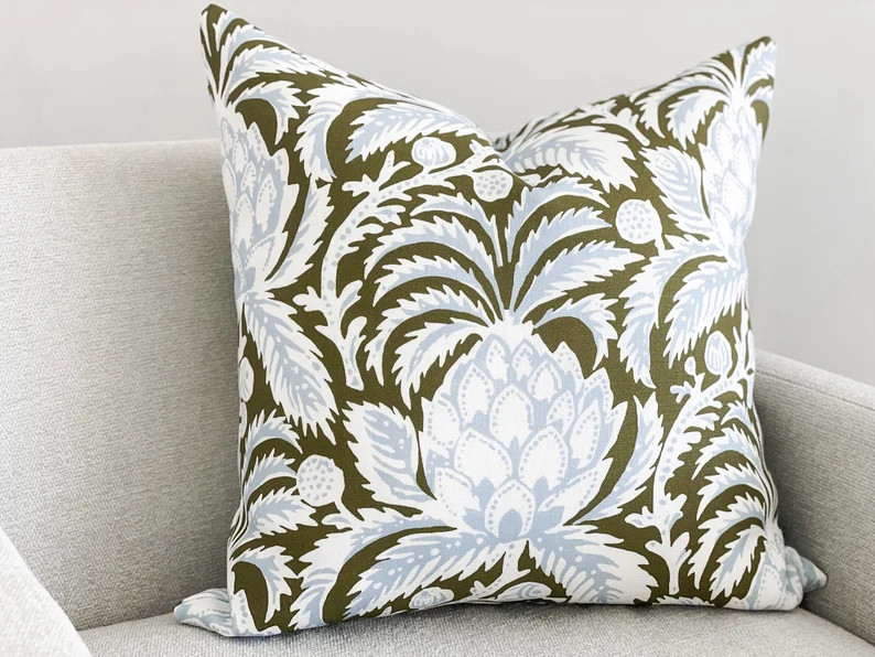 Serena & Lily GROVE Artichoke Pillow Cover, Coastal Decor, Coastal Pillow, Grandmillenial, Floral... | Etsy (US)