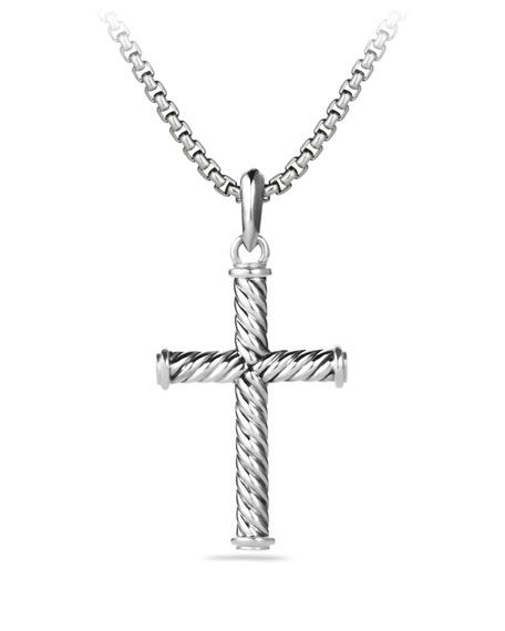 David Yurman Men's 39mm Sterling Silver Cable Cross Pendant | Neiman Marcus