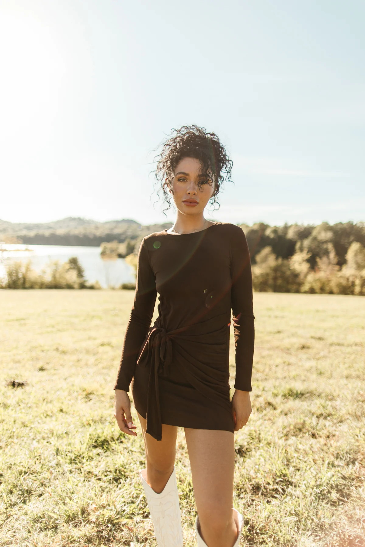 Brittany Front Tie Dress Brown- FINAL SALE | The Post