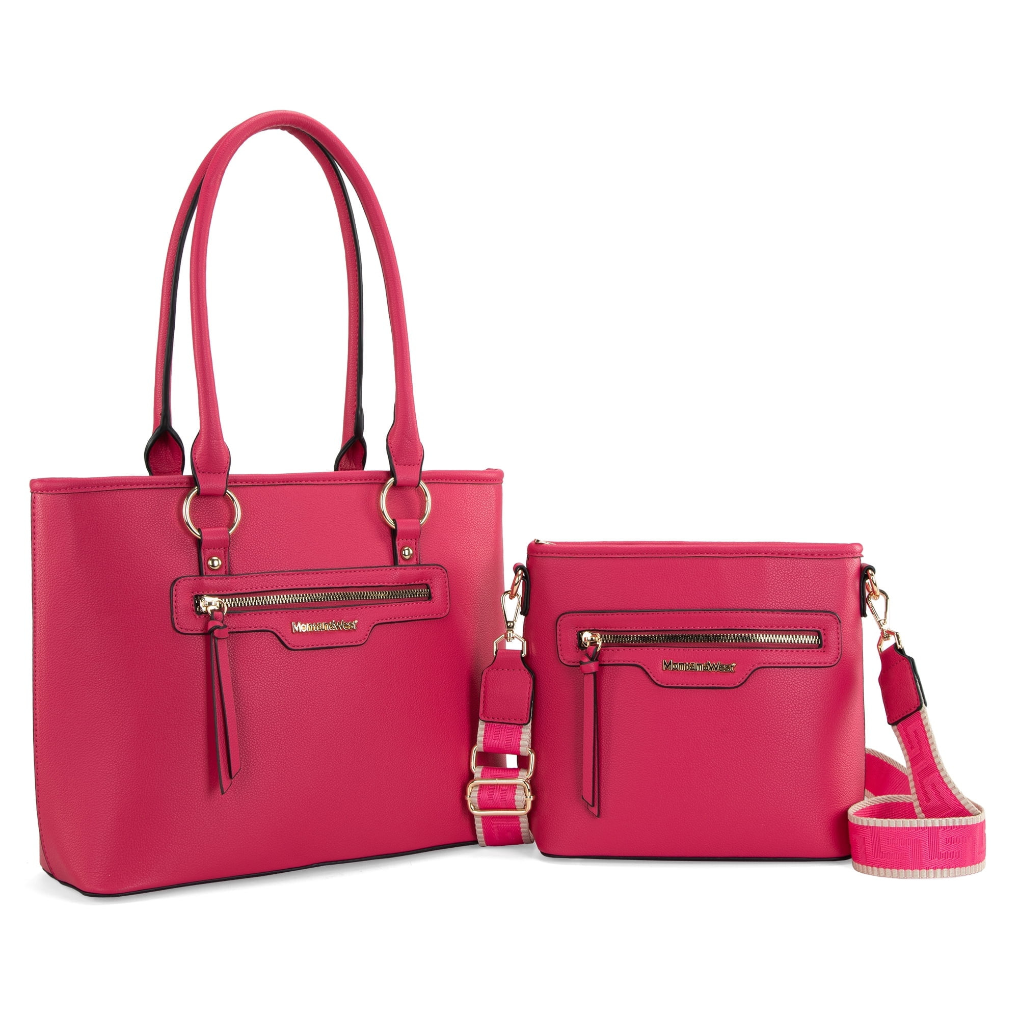 Montana West 2Pcs Handbags Set for Women Large Tote Bags Purse with Cute Crossbody bags, Hot Pink... | Walmart (US)
