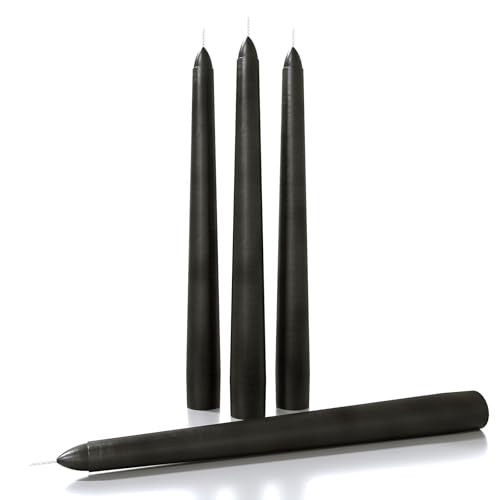 CANDWAX 8 inch Taper Candles Set of 4 - Halloween Taper Candle Unscented - Dripless Candlesticks Perfect as Black Halloween Decoration – Coal Black Candles | Amazon (US)