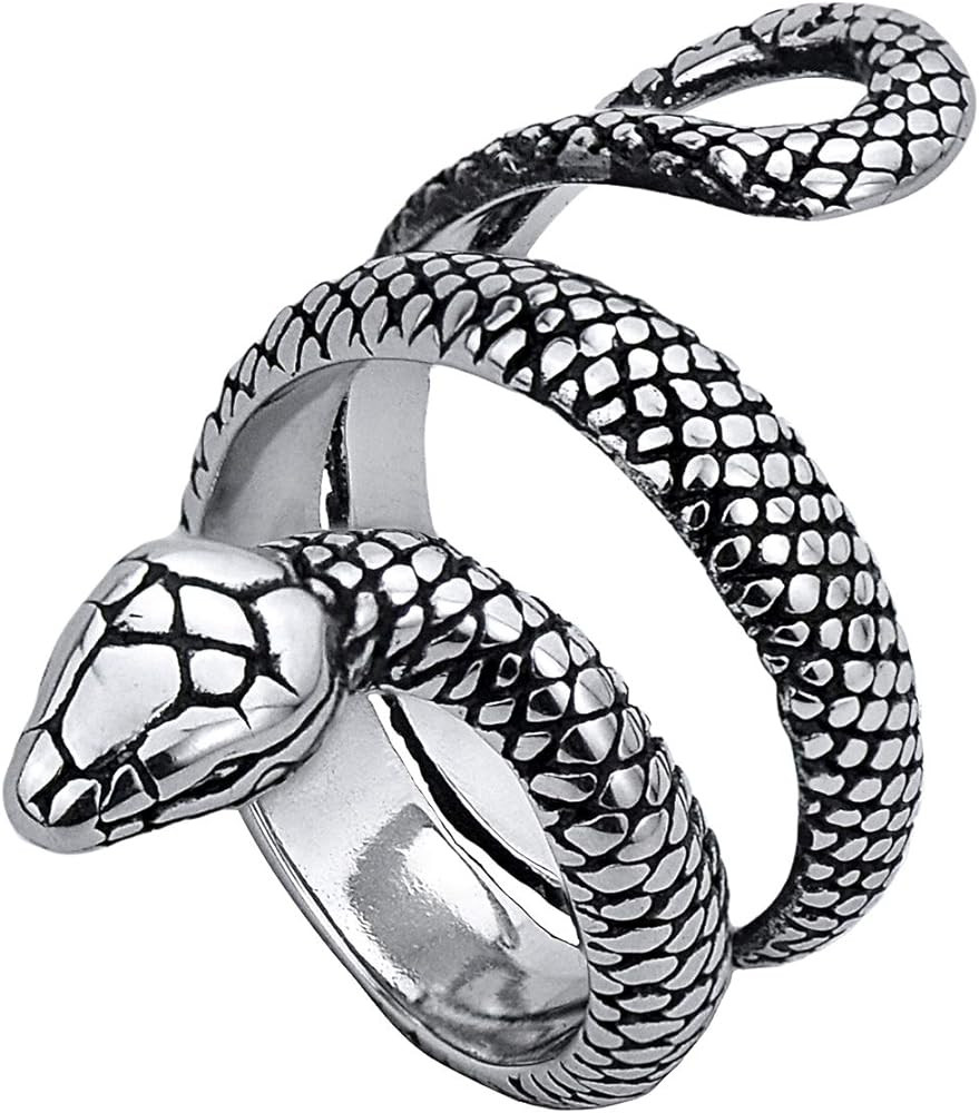 KouGeMou Womens Rock Snake Finger Ring Retro Jewelry Silver Snake Animal Rings Gift Accessories S... | Amazon (US)