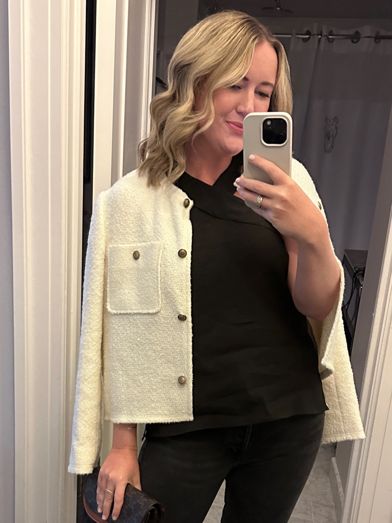 Textured cropped jacket (sized up to a Large). Also comes in black from Massimo Dutti 

#LTKFind #LTKSeasonal