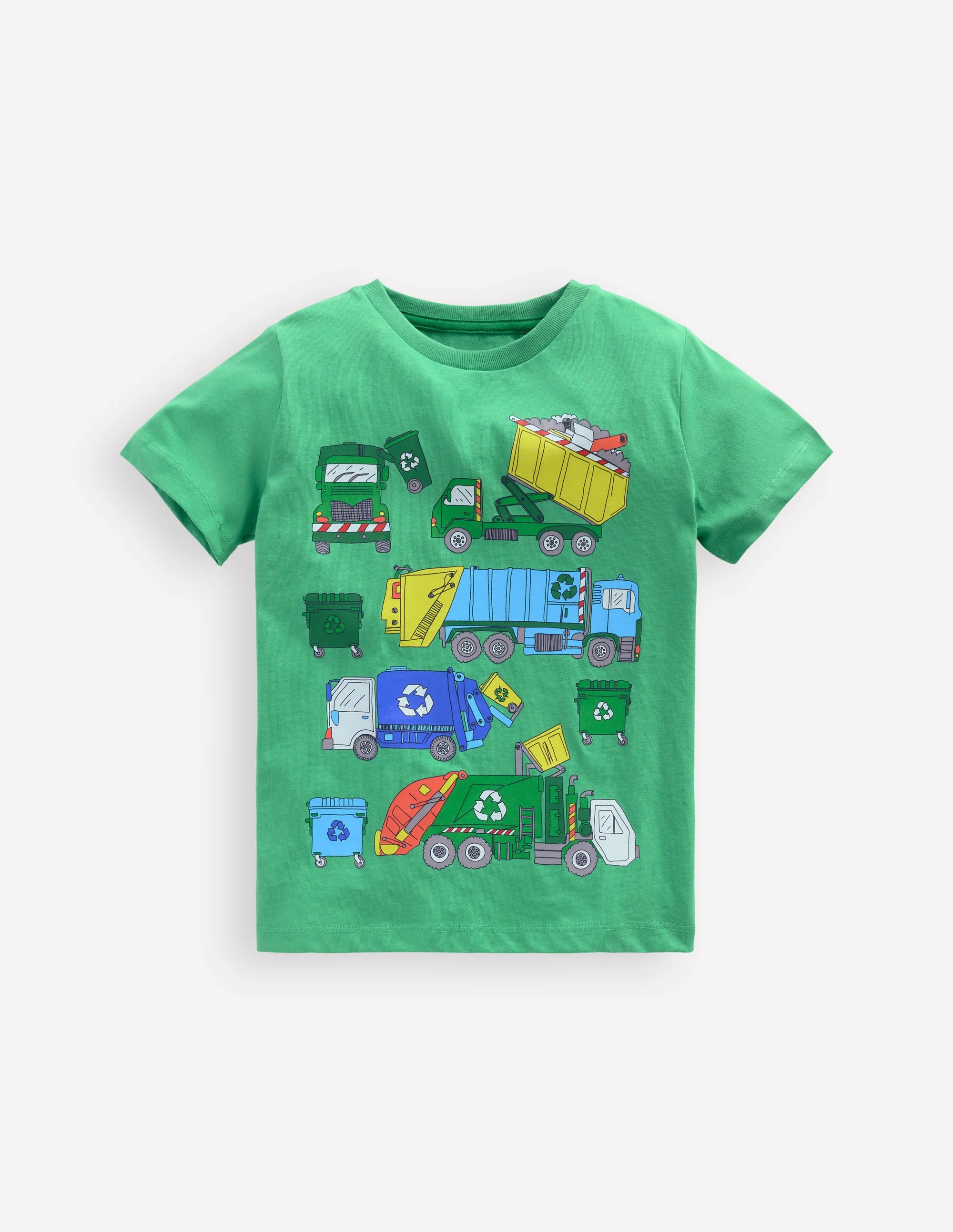 Short Sleeve Printed T-Shirt-Aloe Green Recycling trucks | Boden (US)