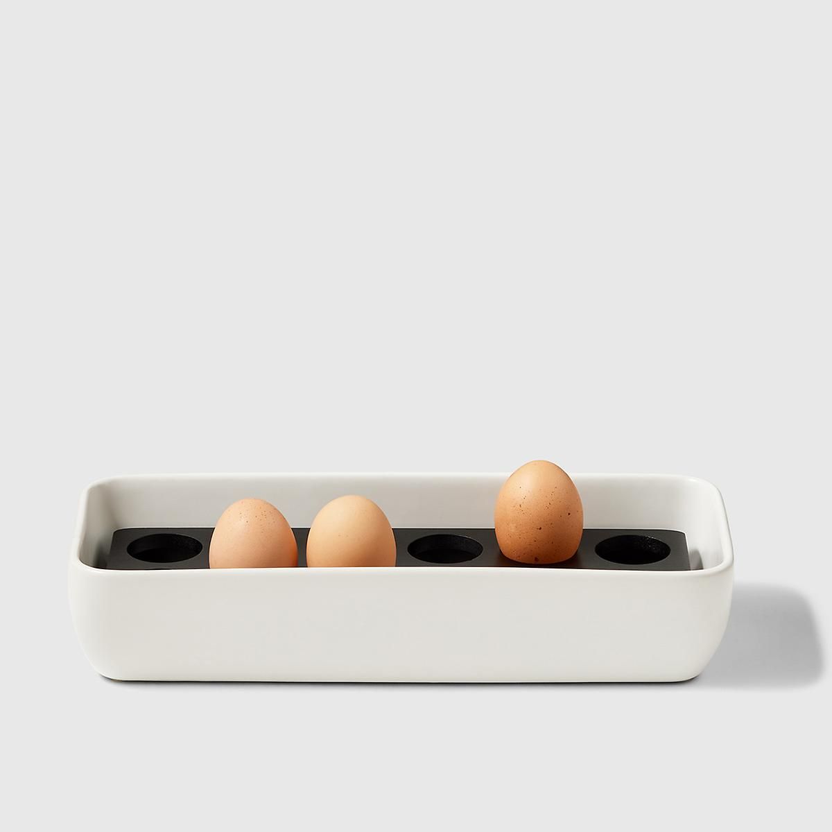 Marie Kondo Ink Black Ceramic and Bamboo Egg Bin | The Container Store