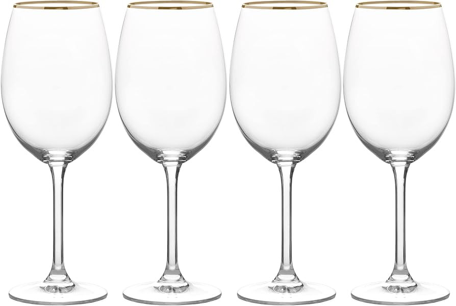 Mikasa Julie Gold Set of 4 White Wine Glasses, 16.5-Ounce, Clear | Amazon (US)