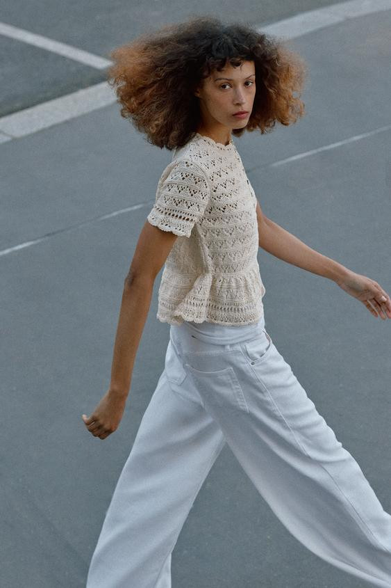 SHORT SLEEVE POINTELLE CARDIGAN | Zara Canada