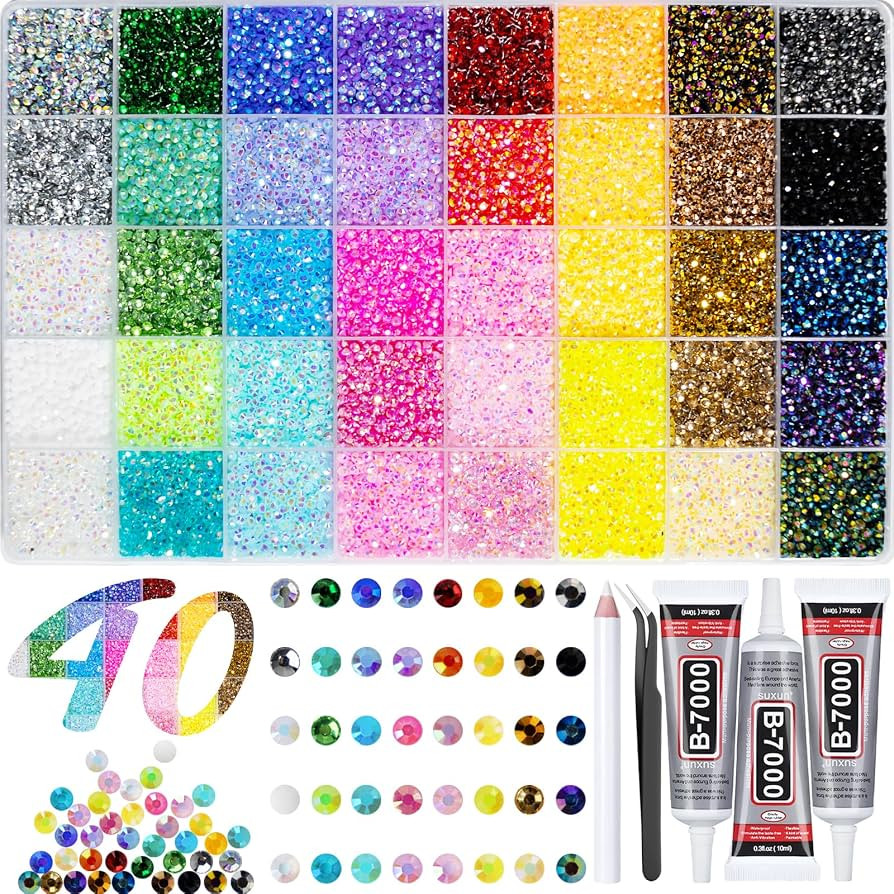 50000+Pcs Resin Jelly Rhinestones for Bedazzling Kit, 3mm Multicolor Flat Back Gems Bedazzler Kit... | Amazon (US)