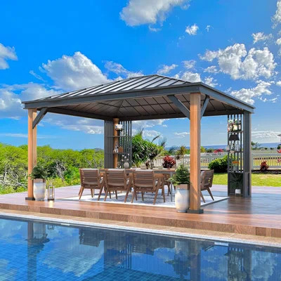 Erommy 14 Ft. W x 12 Ft. D Aluminum Patio Gazebo | Wayfair | Wayfair North America