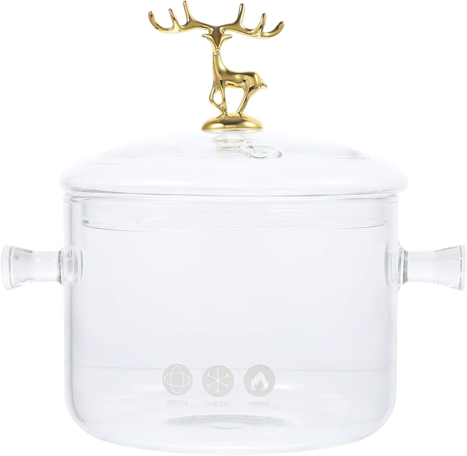 Vaguelly Soup Pot, Clear Glass Cooking Pot Saucepan with Deer Lid, 1900mL Stew Microwave Stove an... | Amazon (US)