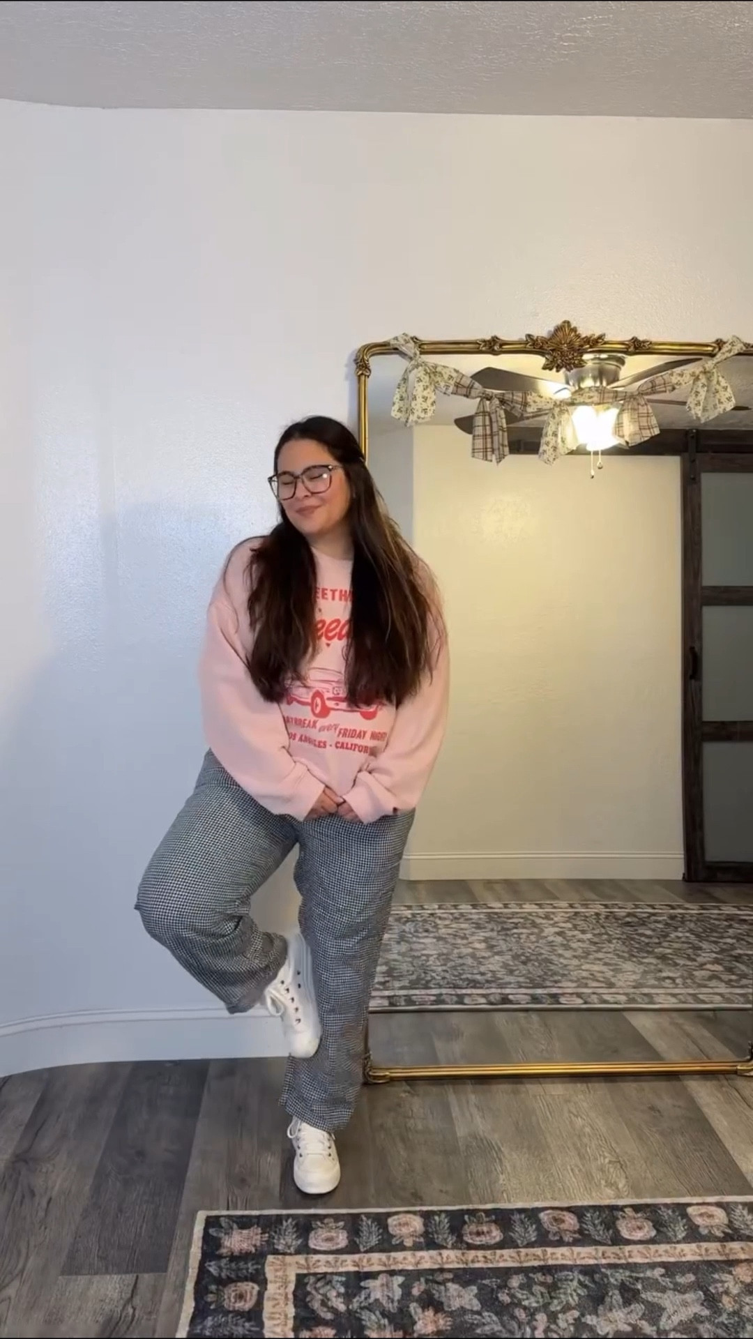 Love a fun pair of pants 💫 wearing a large in the pants and the sweater 

#LTKMidsize #LTKootd #LTKPetite