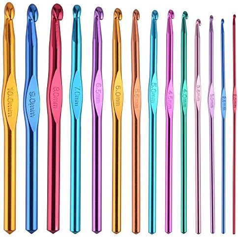 Amazon.com: BCMRUN 14 pcs Multicolor Aluminum Crochet Hooks Knitting Needles Craft Yarn 2-10mm ... | Amazon (US)