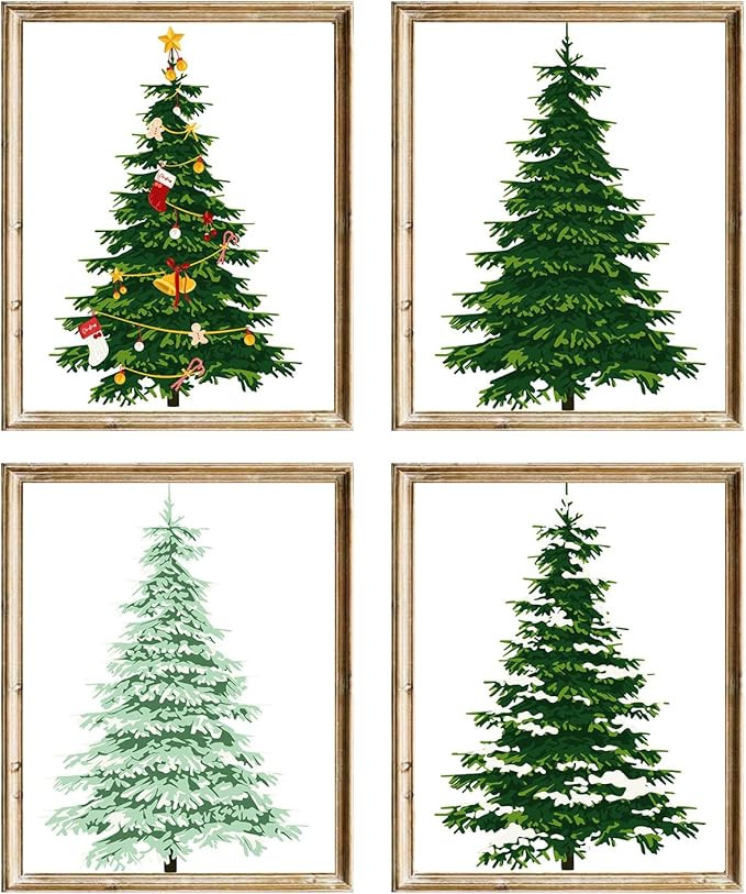 Pine Tree Print, 8" x 10" Winter Wall Art Decor Poster, Vintage Botanical Fir Christmas Decoratio... | Amazon (US)