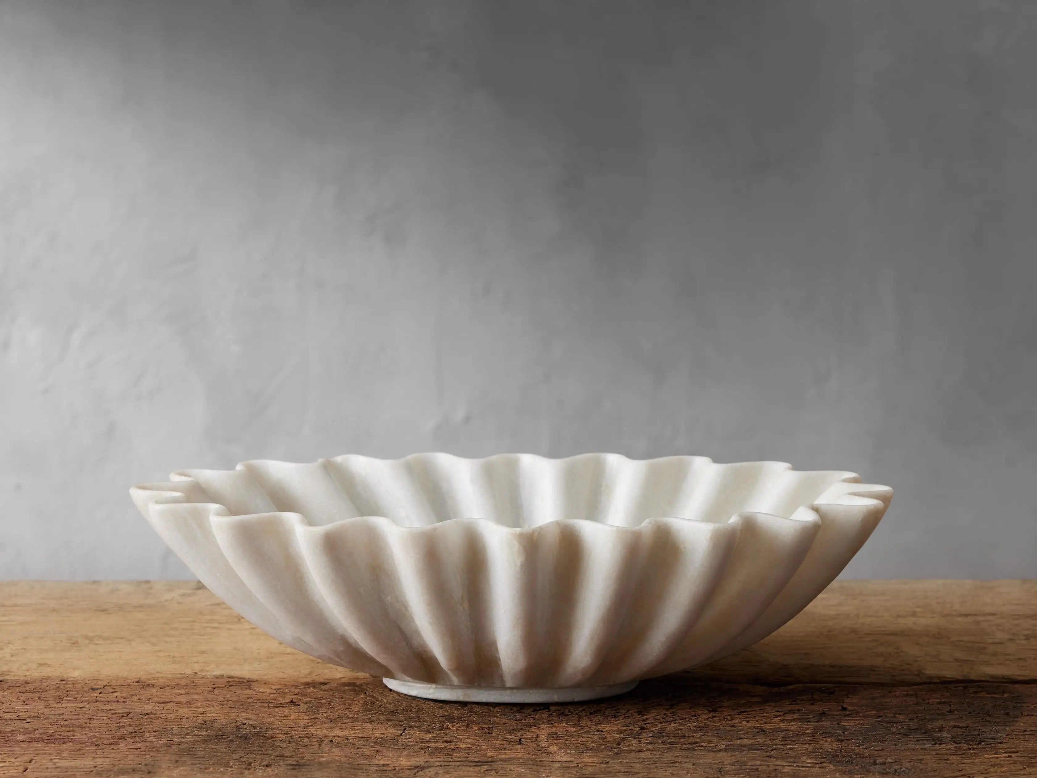 White Marble Ruffle Bowl | Arhaus | Arhaus