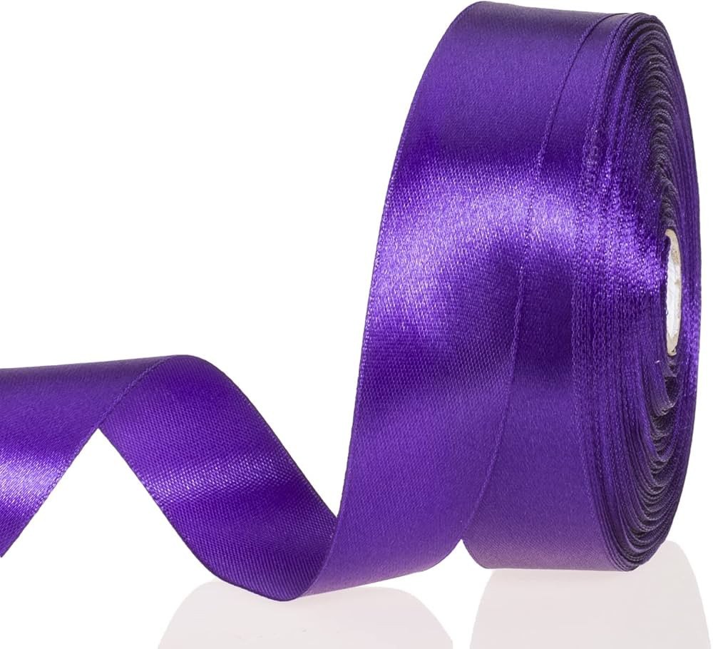 1 Inch Purple Solid Satin Ribbon, 50 Yards Craft Fabric Ribbon for Gift Wrapping Floral Bouquets ... | Amazon (US)