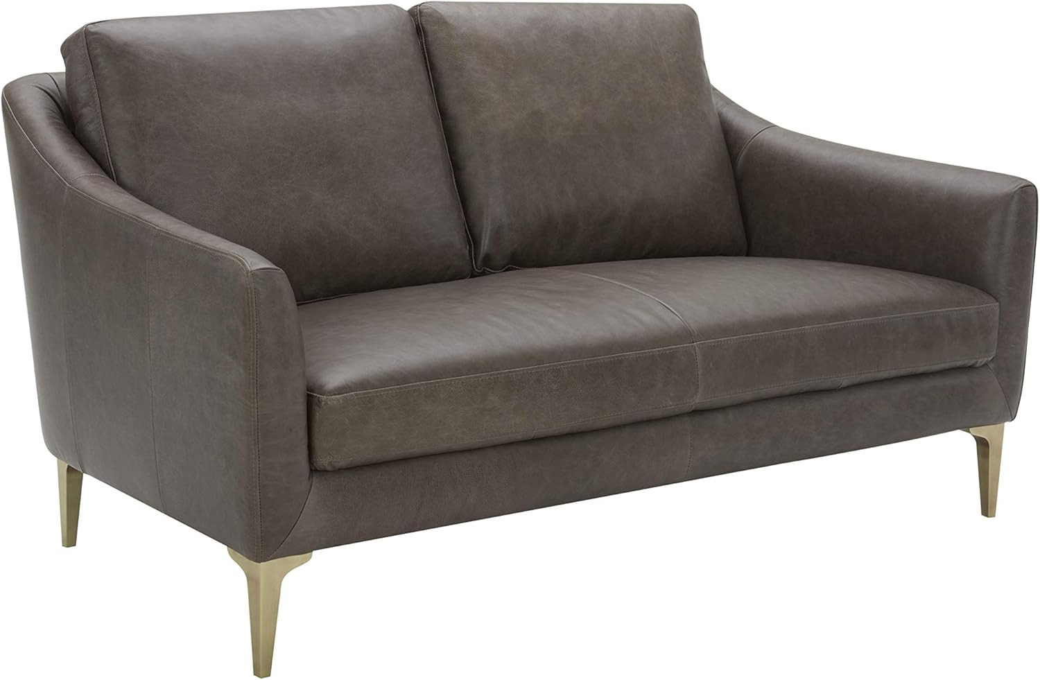 Amazon Brand – Rivet Alonzo Contemporary Leather Loveseat Sofa, 63.8"W, Cognac | Amazon (US)