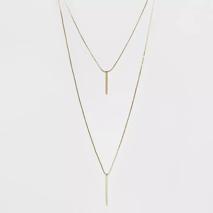 Short and Long Layered Pendant Necklace - A New Day™ Gold | Target