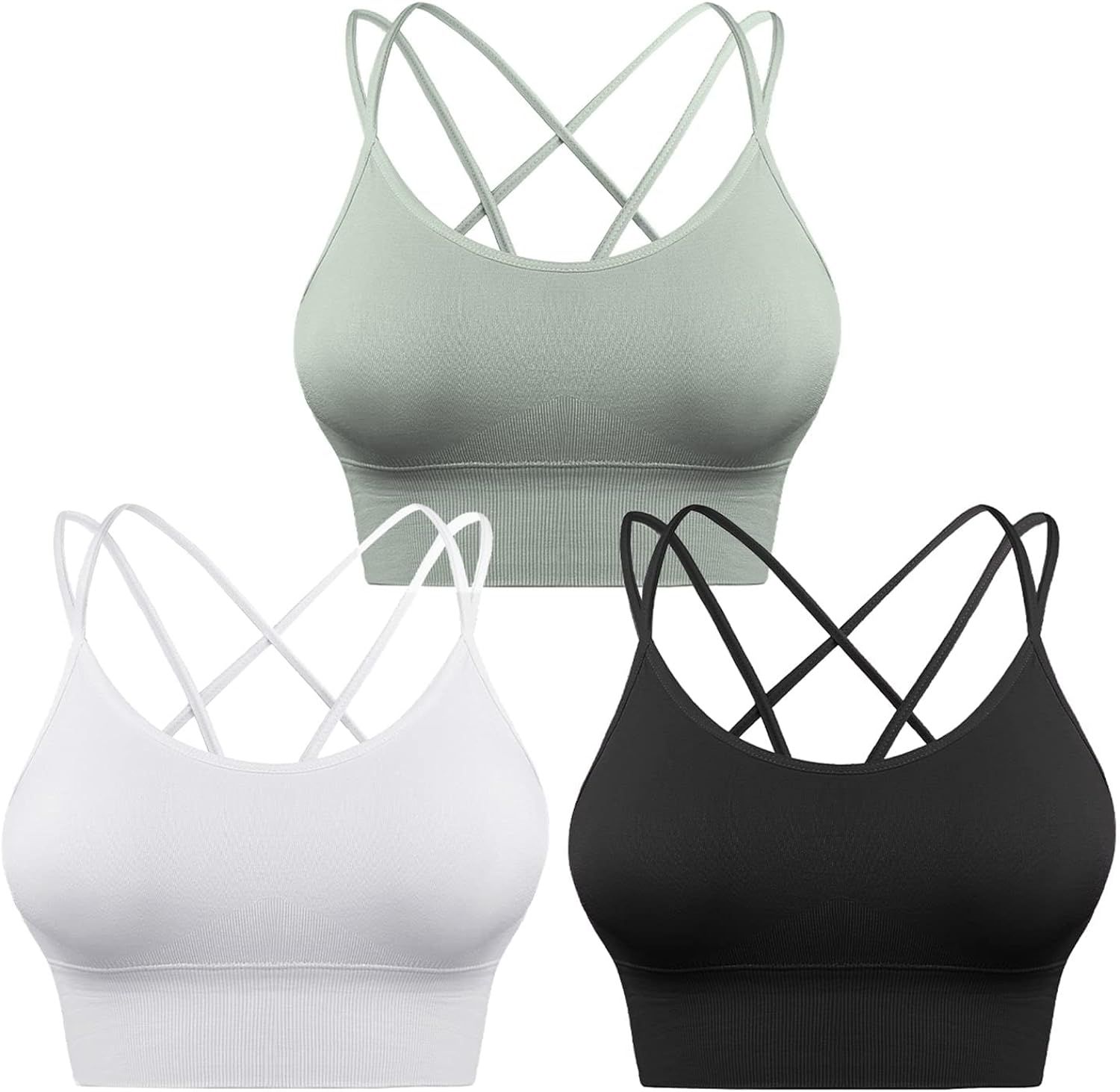 Sykooria 3 Pack Strappy Sports Bra for Women Sexy Crisscross for Yoga Running Athletic Gym Workou... | Amazon (US)
