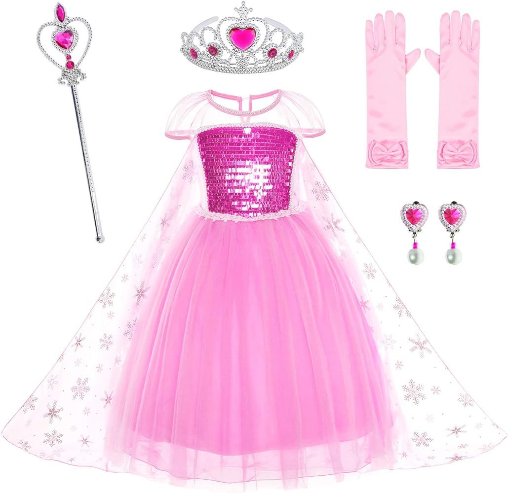 Party Chili Princess Costumes Birthday Dress Up For Little Girls with Crown,Mace,Gloves Accessori... | Amazon (US)