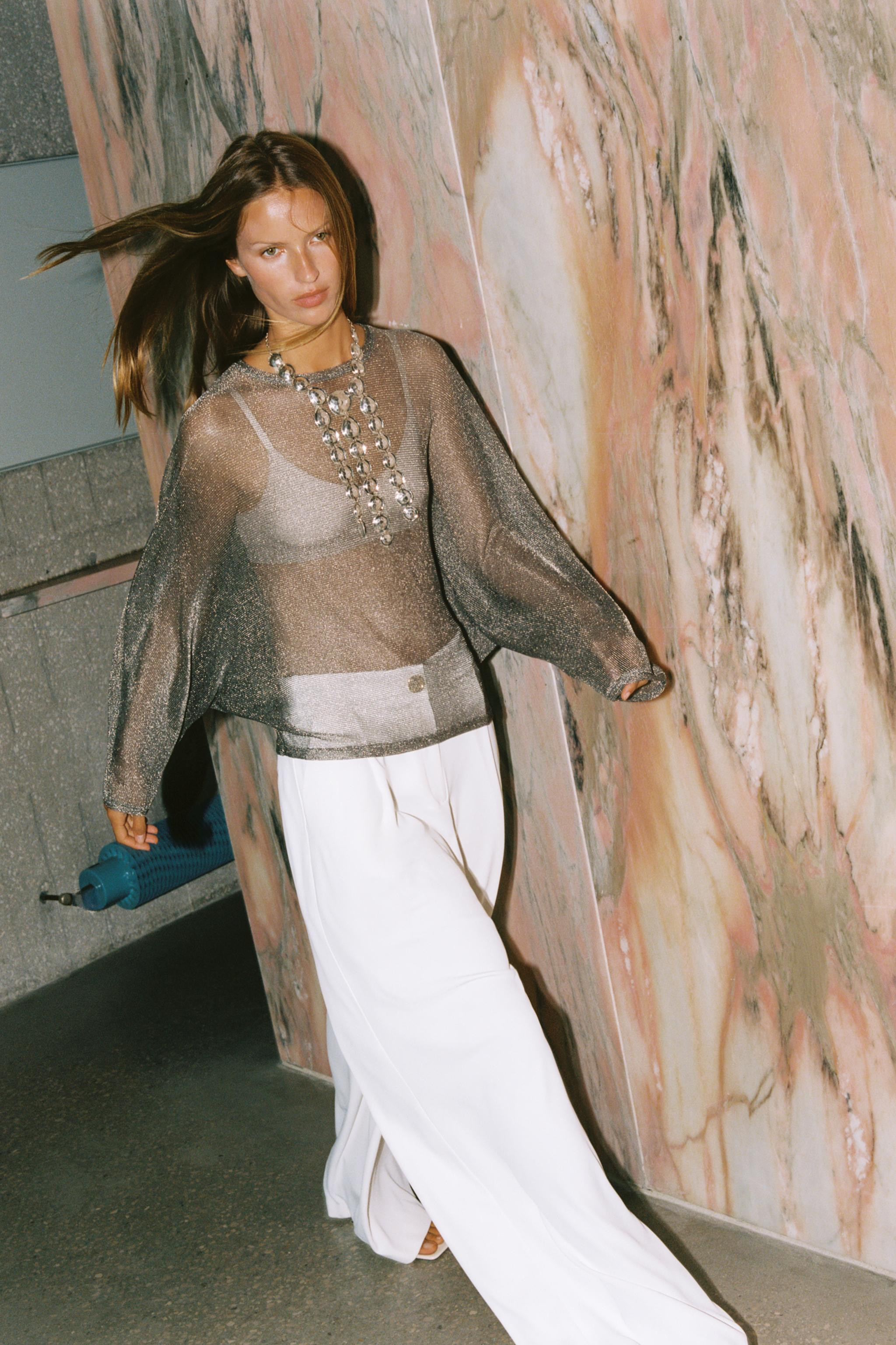 METALLIC THREAD TOP | Zara US
