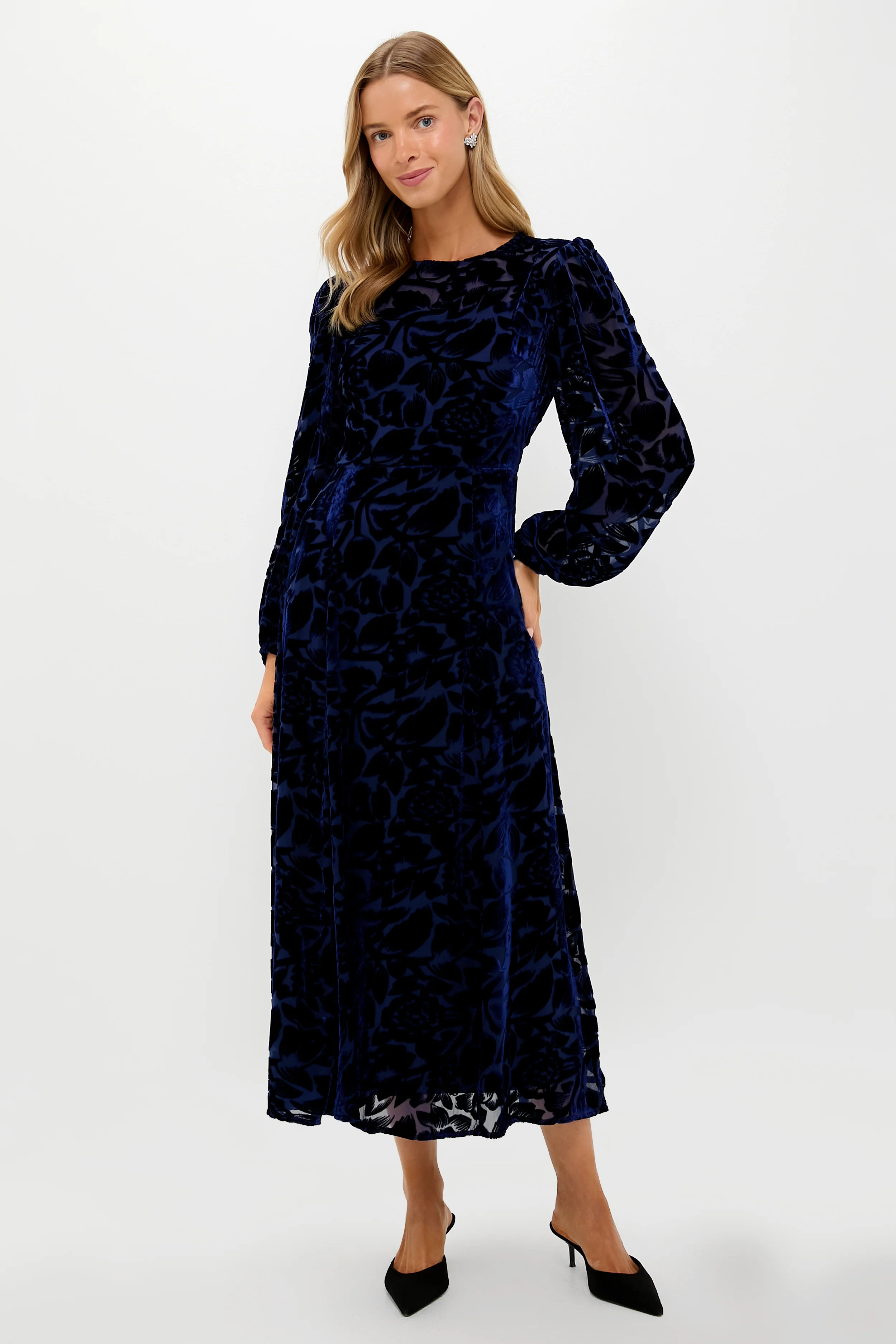 Navy Burnout Velvet Odette Maxi Dress | Tuckernuck (US)