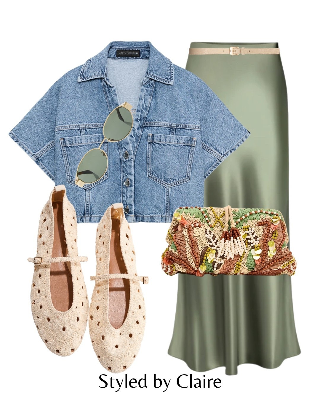 THAT DENIM SHIRT🦋
Tags: cropped style Zara light wash top satin skirt Sage green asos croc belt mango cream neutral beaded embellished Zara bag with chain sandals H&M straw sandals ballet flats ballerinas braided sunglasses fashion spring city break brunch inspo outfit ideas capsule wardrobe basics ootd trend realistic flattering curve all body shapes

#LTKspring #LTKshoes #LTKstyletip