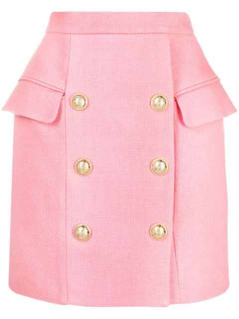 button-detail mini skirt | Farfetch (US)