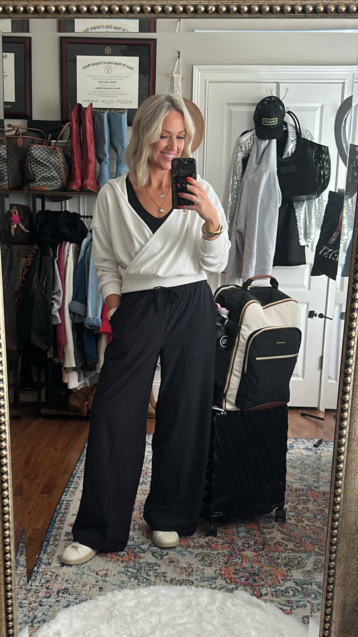 Travel Fit, International Edition ✈️. Sweater is no longer available (sorry!) but this pant & tank combo is maybe my most favorite of all time. THE. MOST. COMFY. Wearing a size M in both, but also bought small for a more fitted look. 5’7, 132 lbs  

#LTKFindsUnder50 #LTKOver40 #LTKTravel