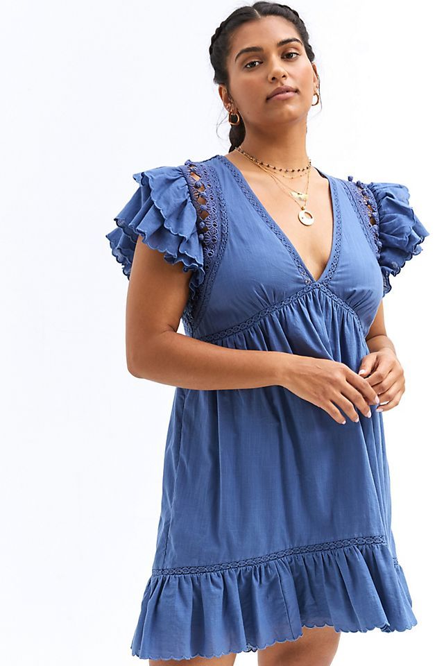 Ruffled Lace Mini Dress | Anthropologie (US)