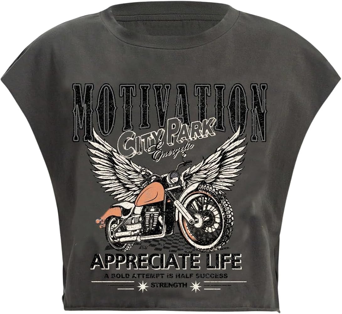 GORGLITTER Women's Graphic Print Cap Sleeve Crop Top Casual Round Neck Short Sleeve T-Shirt | Amazon (US)