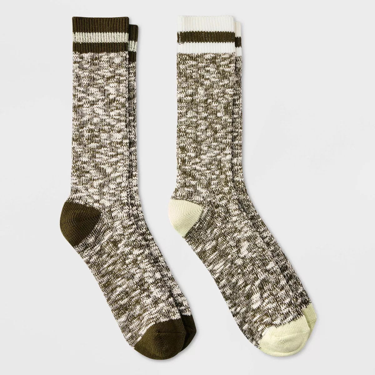 Men's Striped Cozy Cabin Socks 2pk - Goodfellow & Co™ - Olive/Sage | Target