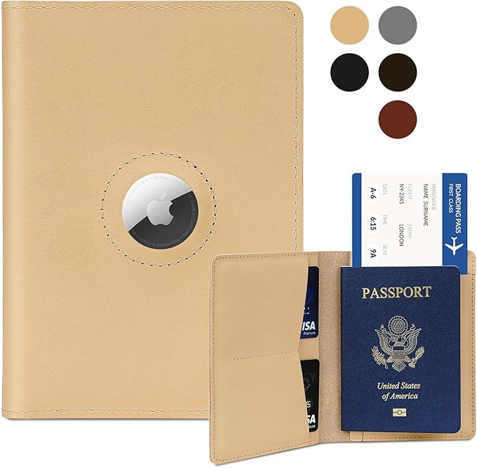 Airtag Passport Holder for Men and Women Travel, Real Leather Passport Wallet, Handmade Passport ... | Amazon (US)