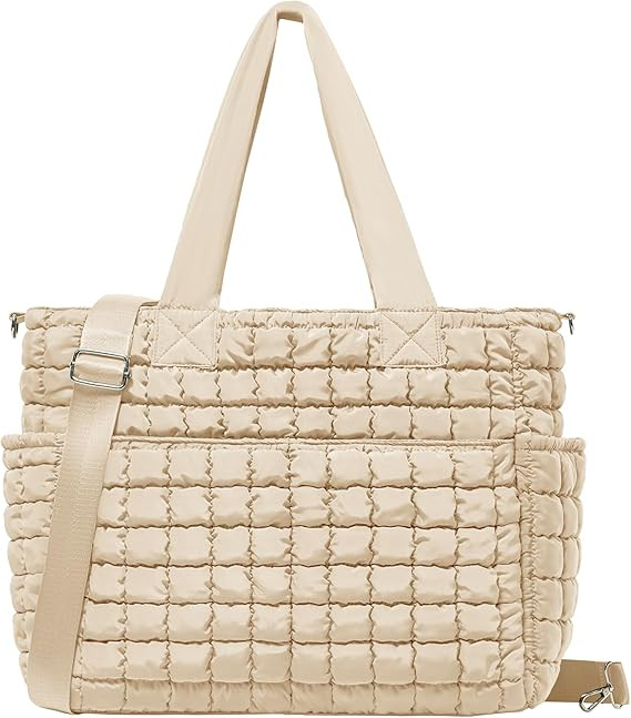 Yarnic Large Puffer Tote Bag for Women, Puffy Shoulder Handbag Quilted Tote Bag with 7 Pockets fo... | Amazon (US)