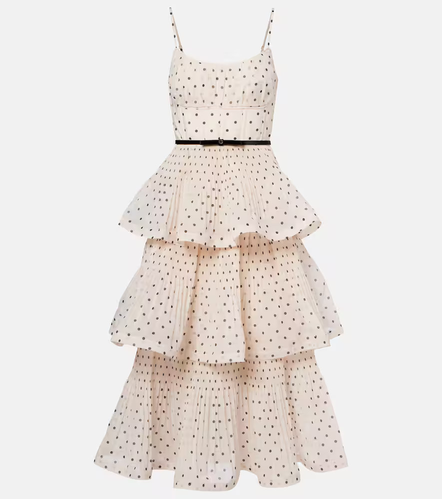 Zimmermann Polka-dot tiered midi dress | Mytheresa (UK)