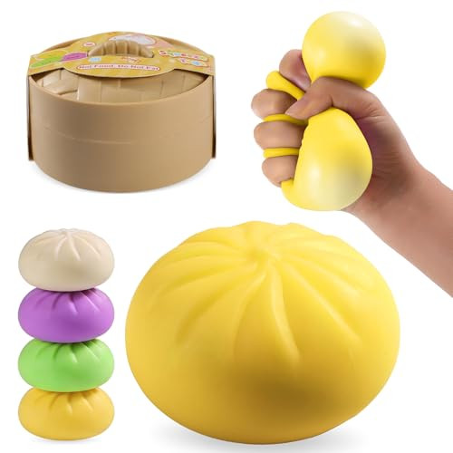 Squishy Dumpling Sensory Toys Mystery Dumpling Squishy Stress Relief Fidget Easter Gifts for Kids & Adults Anxiety Relief Squeeze Toy for Boys and Girls Easter Basket Stuffers for Teens(Yellow) | Amazon (US)