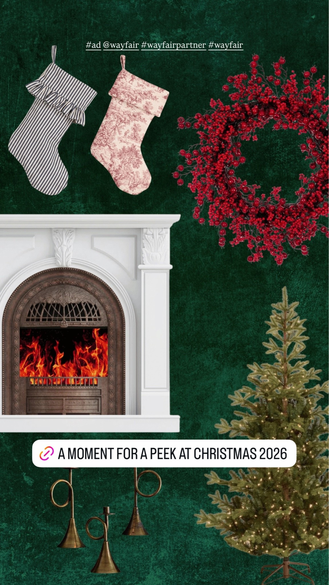 #ad This electric fireplace I found on @wayfair is an absolute dream! We just added it to this bedroom makeover we’re currently working on. But it needed a test drive of Christmas decor first… obviously. #wayfairpartner #wayfair