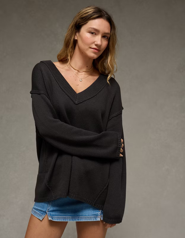 AE Big Hug V-Neck Sweater | American Eagle Outfitters (US & CA)