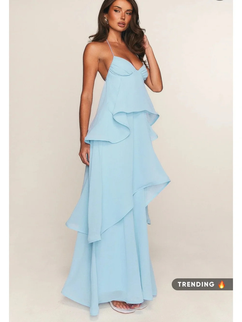 White Fox Twirl With Me Maxi Dress Baby Blue | Poshmark