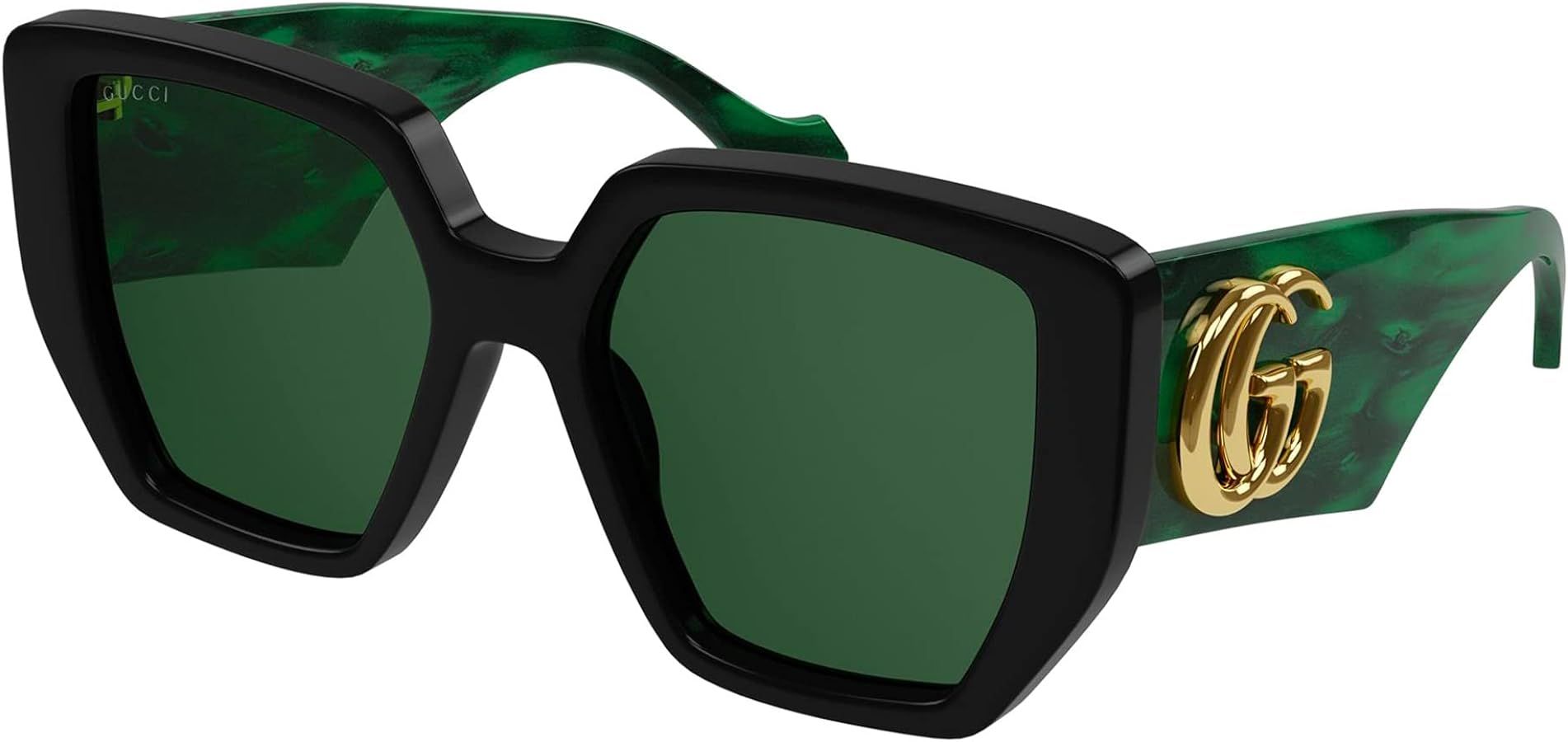 Gucci Geometric Sunglasses GG0956S 001 Black/Green 54mm 956 | Amazon (US)