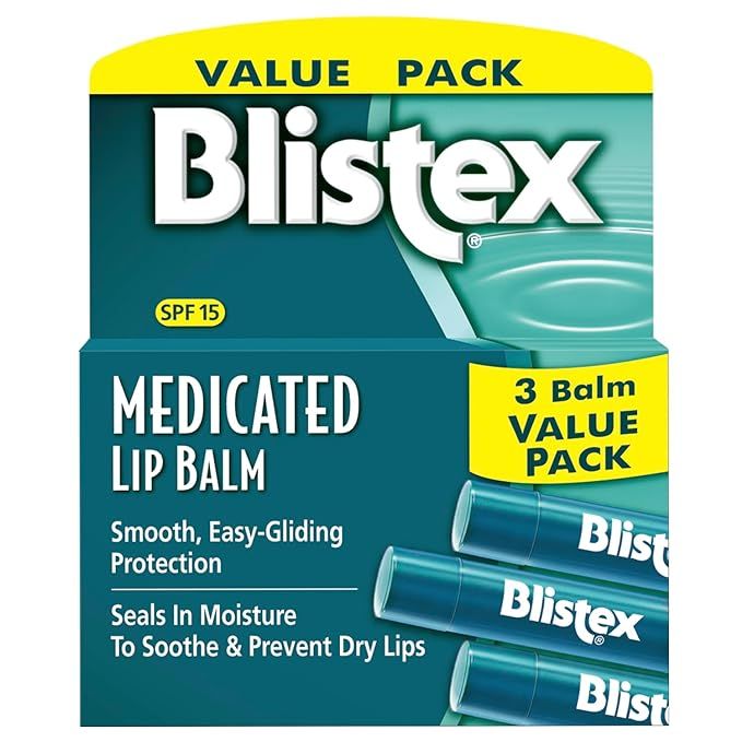 Blistex Medicated Lip Balm, 0.15 Ounce, 3 Count (Pack of 1) Prevent Dryness & Chapping, SPF 15 Su... | Amazon (US)