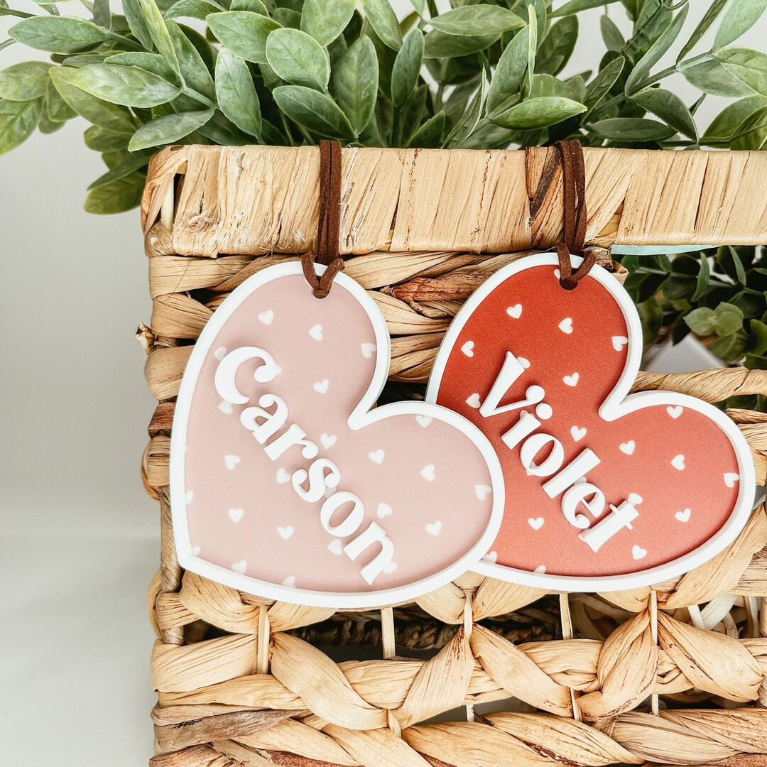 Valentine's Day Basket Tag, Personalized Valentine's Day Name Tag, Custom Basket Tag, Acrylic Hea... | Etsy (CAD)