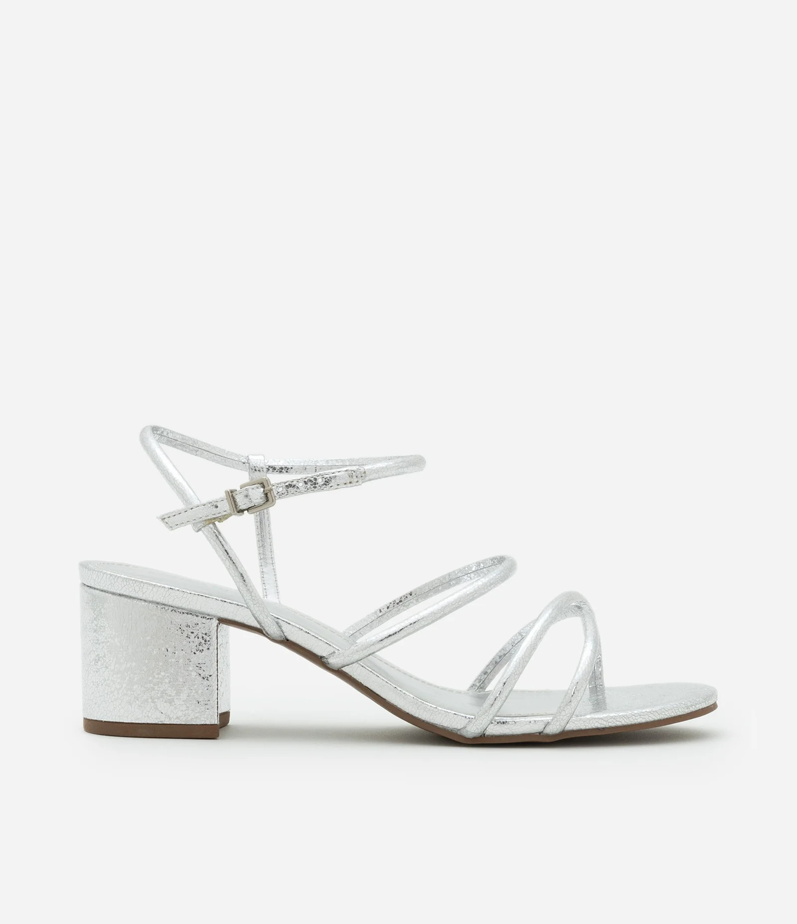 Sandália Metalizada com Tiras Finas e Salto Bloco Prata - Lojas Renner | Renner (BR)
