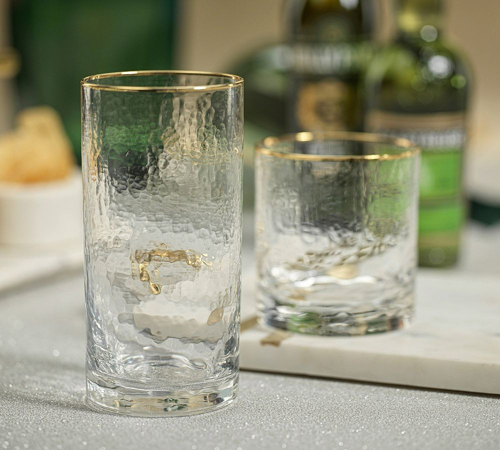 Hammered Gold Rim Cocktail Glasses, Set of 4 | Pottery Barn (US)