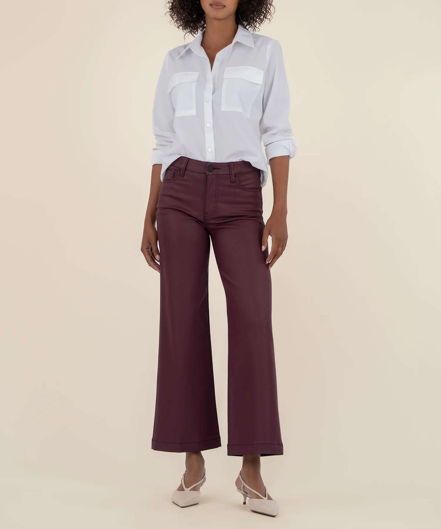Meg Coated High Rise Wide Leg - 8 / Blackberry - Kut from the Kloth | Kut From Kloth