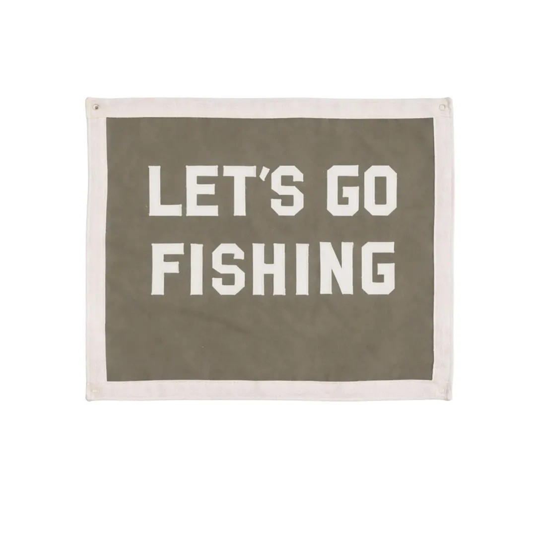 Let's Go Fishing Canvas Banner | Rustic Lake House Wall Art, Boys Room Decor | Etsy (US)