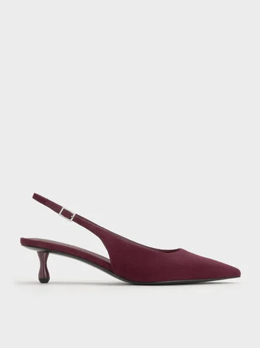 Ruthie Faux Suede Slingback Pumps
    
         - Burgundy | Charles & Keith UK