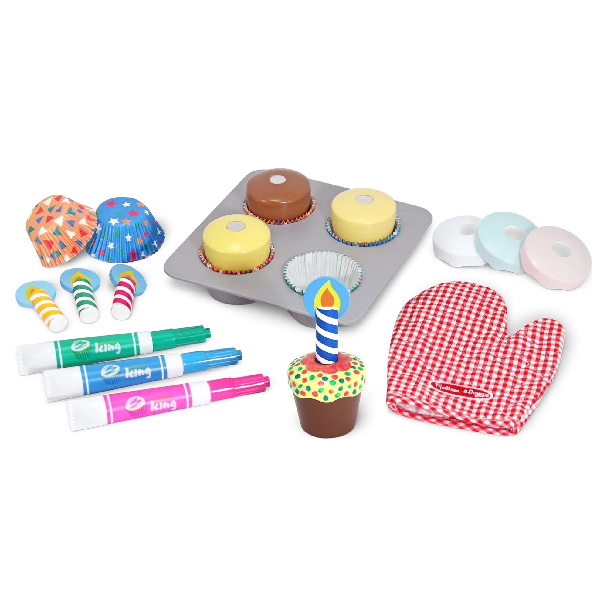 Melissa & Doug Bake and Decorate Wooden Cupcake Play Food Set | Walmart (US)