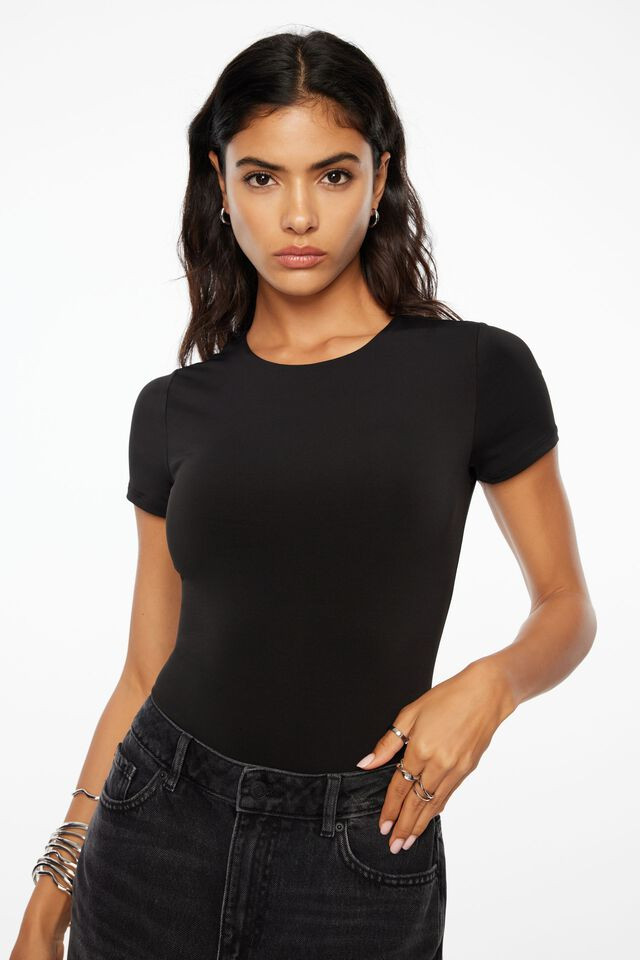 Sculpt Short Sleeve Crew Neck Bodysuit | Dynamite Clothing