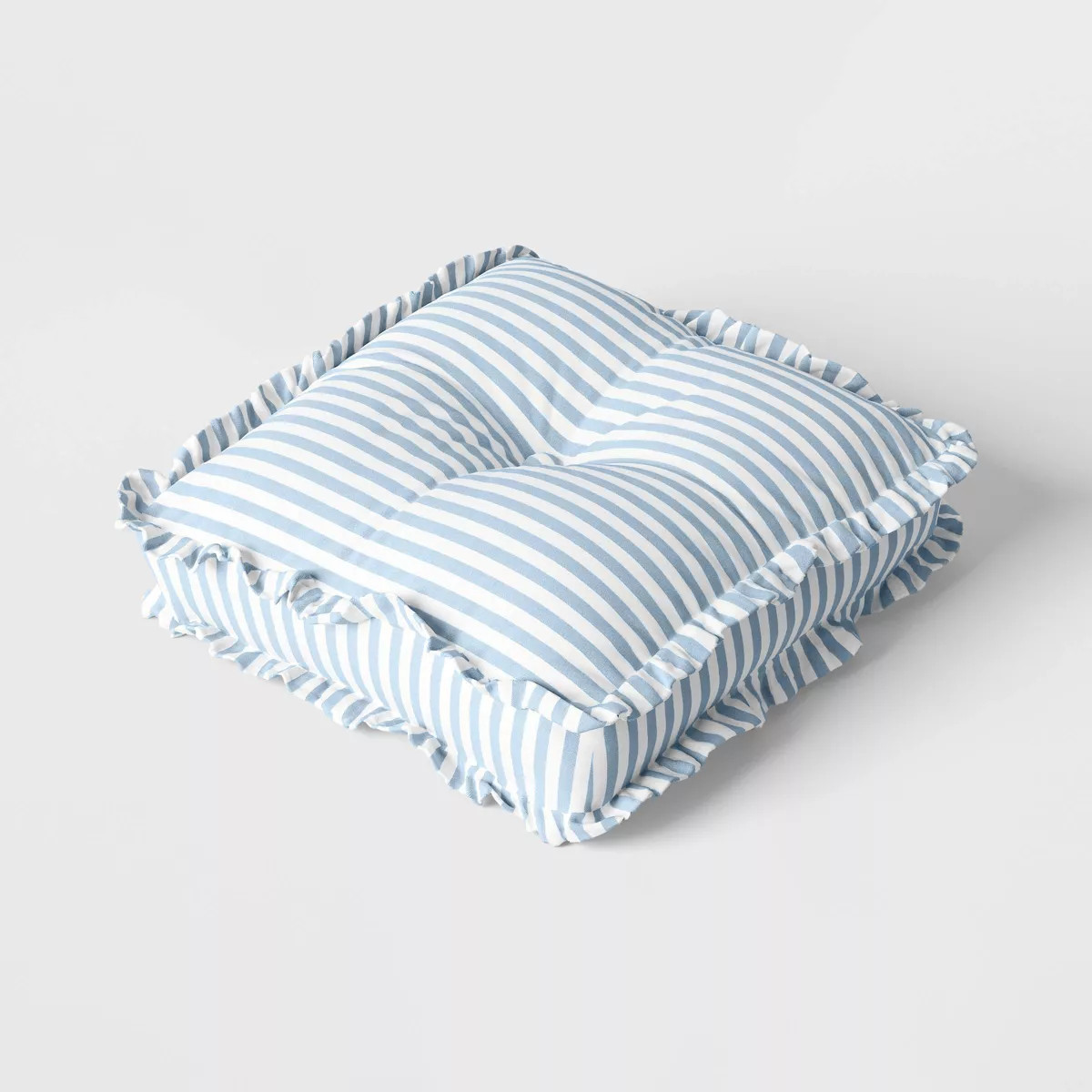 Oversized Square Stripe Pillow with Ruffle Trim Blue/White - Threshold™ | Target